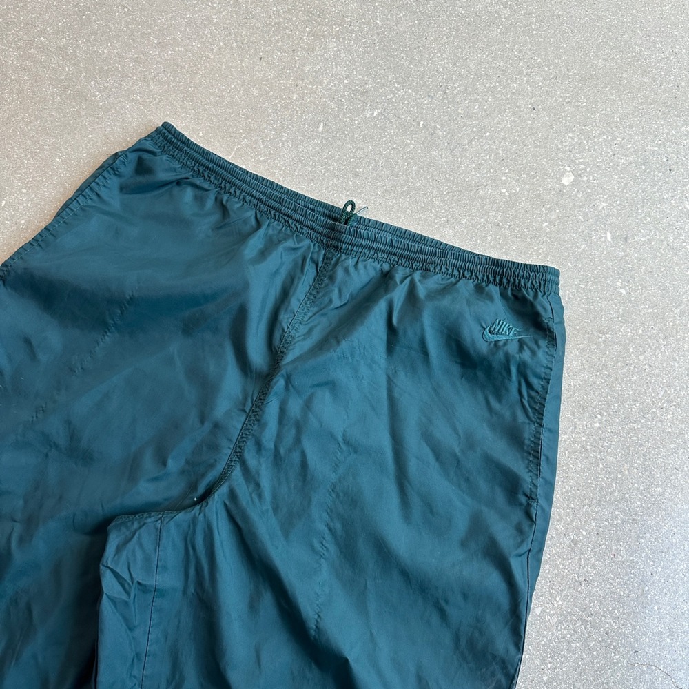Vintage 90s Nike Men's Green Nylon Track Pants Zip Ankle Size L